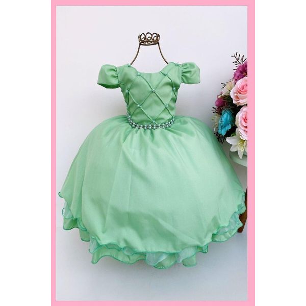 Vestido Festa Renda Verde Nervura 12 anos / branco