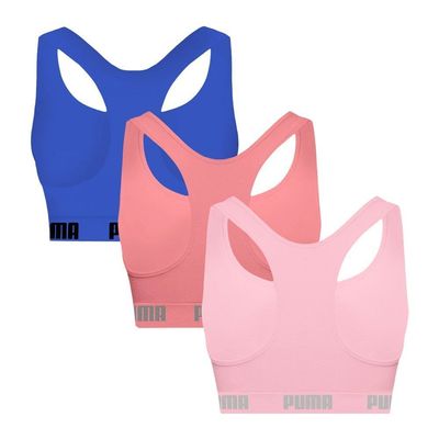 Kit 3 Tops Puma Nadador Sem Costura Feminino G / Rosa e Azul