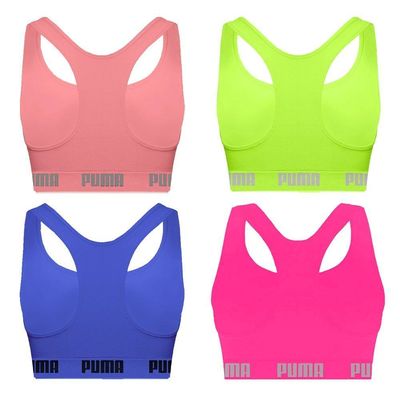 Kit 4 Tops Puma Nadador Sem Costura Feminino P / Rosa e Roxo