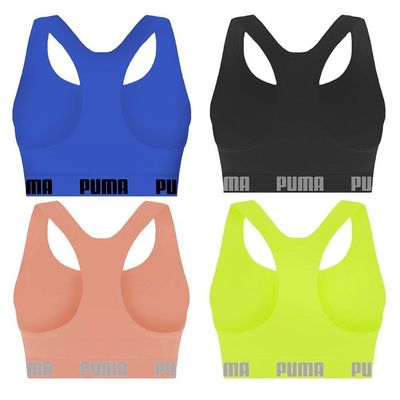 Kit 4 Tops Puma Nadador Sem Costura Feminino P / Preto e Verde