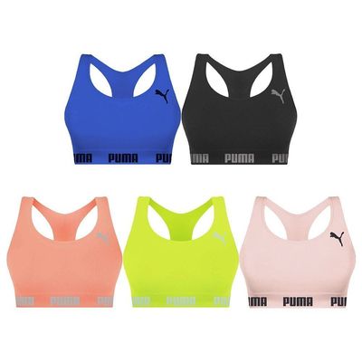Kit 5 Tops Puma Nadador Sem Costura Feminino G / Preto e Rosa