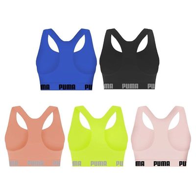 Kit 5 Tops Puma Nadador Sem Costura Feminino G / Preto e Rosa