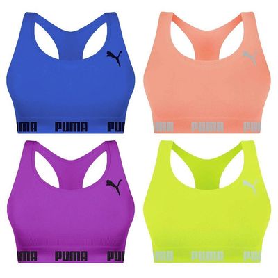 Kit 4 Tops Puma Nadador Sem Costura Feminino GG / Azul e Verde