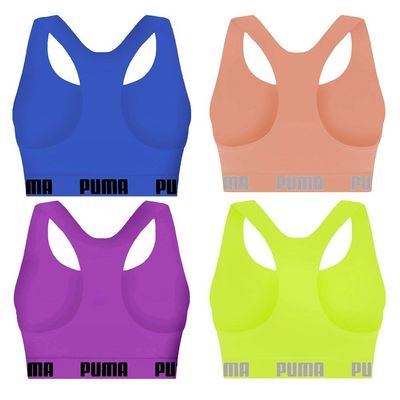 Kit 4 Tops Puma Nadador Sem Costura Feminino GG / Azul e Verde