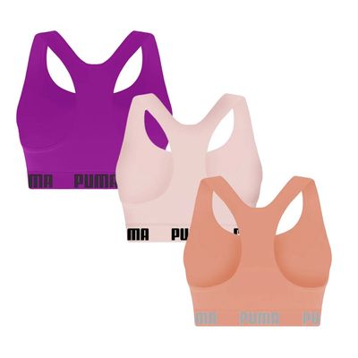 Kit 3 Tops Puma Nadador Sem Costura Feminino GG / Rosa/Roxo