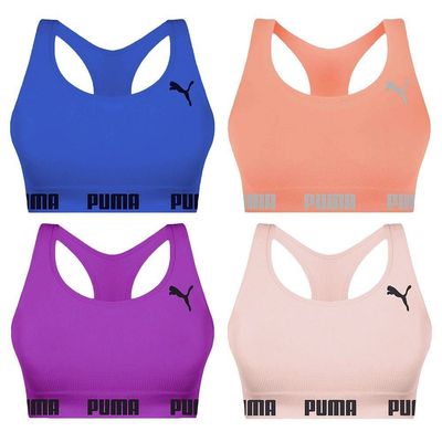 Kit 4 Tops Puma Nadador Sem Costura Feminino G / Azul e Rosa