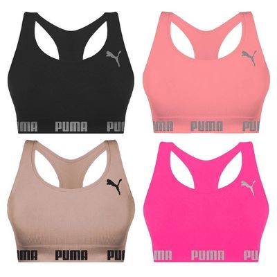 Kit 4 Tops Puma Nadador Sem Costura Feminino GG / Rosa e Preto