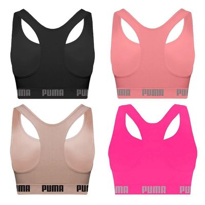 Kit 4 Tops Puma Nadador Sem Costura Feminino GG / Rosa e Preto