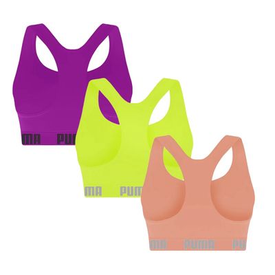 Kit 3 Tops Puma Nadador Sem Costura Feminino GG / Roxo/Verde