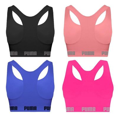 Kit 4 Tops Puma Nadador Sem Costura Feminino GG / Azul e Preto