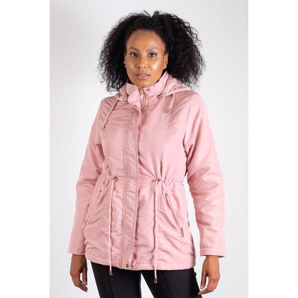 Parka feminina forrada com capuz 80105 P / Rosa