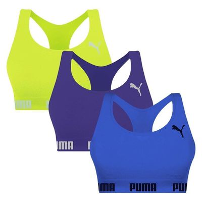 Kit 3 Tops Puma Nadador Sem Costura Feminino P / Roxo/Verde