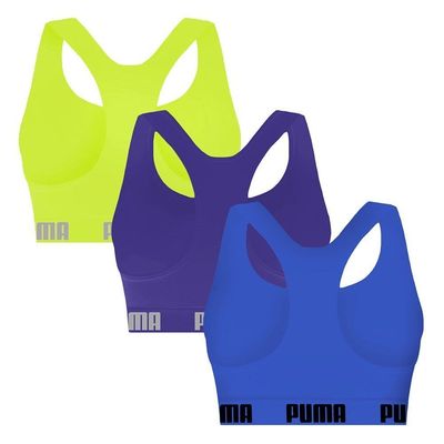 Kit 3 Tops Puma Nadador Sem Costura Feminino P / Roxo/Verde