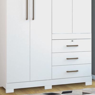 Guarda Roupa Solteiro 4 p Havana Santos Andirá Branco Branco