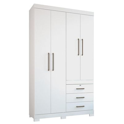 Guarda Roupa Solteiro 4 p Havana Santos Andirá Branco Branco