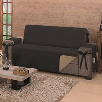 Protetor De Sofá Dupla Face Premium 3 Lugares King - Preto/Cáqui