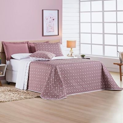 Cobre Leito 200 Fios Petit Poá  King 03 Peças - Rose