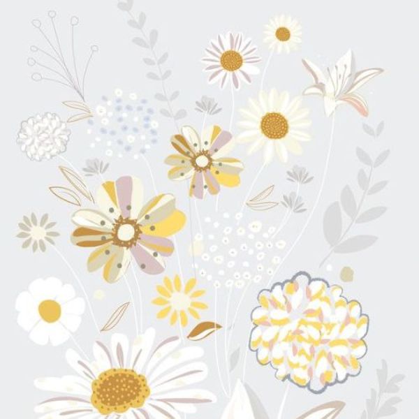 Painel de Parede The Wall 2 Floral Cinza 392101