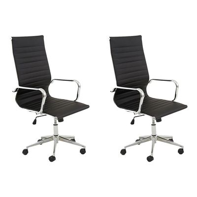 kit 2 Cadeiras Executivas Escritório Royal PU Sintético Preta - Gran Belo