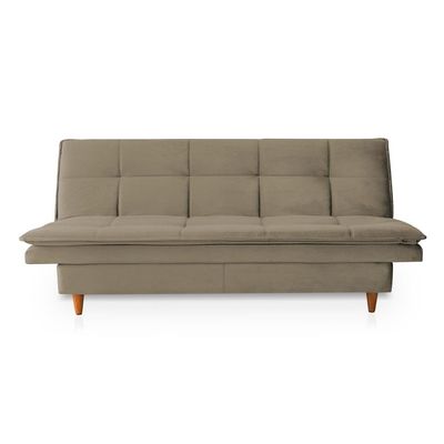 Sofá-Cama Casal 3 Lugares Mirage Veludo Castanho