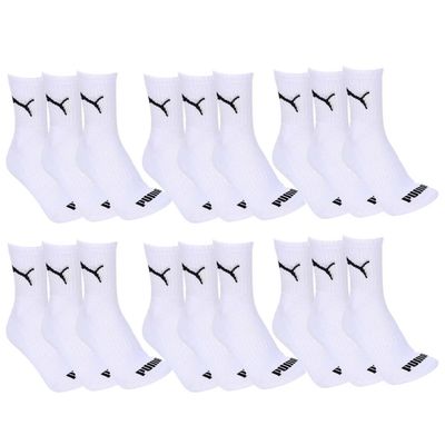 Kit 18 Pares de Meia Puma Esportiva Cano Médio Feminino - Branco 34-39 / Branco