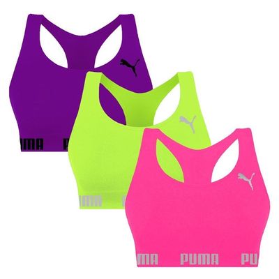 Kit 3 Tops Puma Nadador Sem Costura Feminino P / Roxo/Rosa