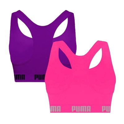 Kit 2 Tops Puma Nadador Sem Costura Feminino P / Rosa e Roxo
