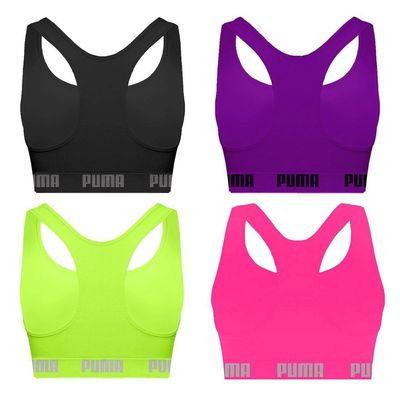 Kit 4 Tops Puma Nadador Sem Costura Feminino GG / Roxo/Verde