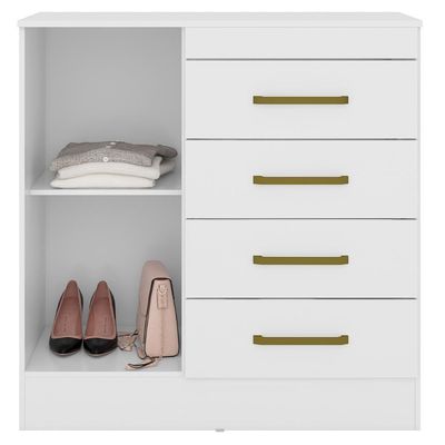 Cômoda De Madeira 4 Gavetas Montevidéu Demóbile Branco