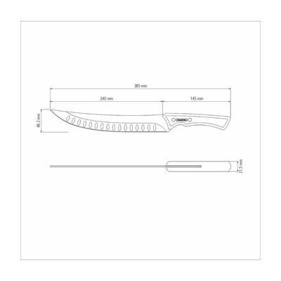 Faca para Carne Tramontina Churrasco Black com Lamina em Aço Inox Escurecido e Cabo de Madeira 10 polegada
