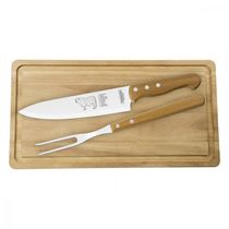 Kit para Churrasco Tramontina com Laminas em Aço Inox e Cabos de Madeira Natural 3 Peças