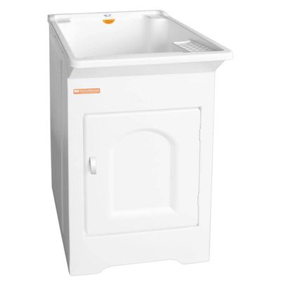 Tanque para Lavanderia Lavar Roupas Calçados Pequeno 22L Branco Com Gabinete Stilofibra Tanquinho