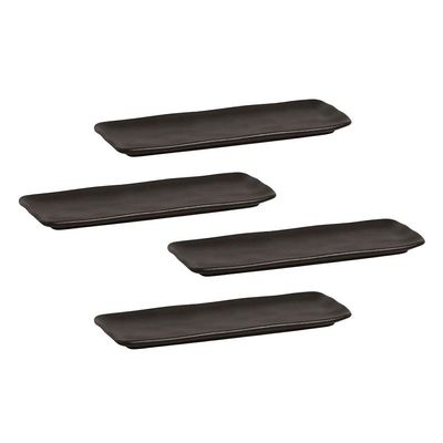 Conjunto de Travessas Retangulares Médias Orgânico Preto Matte 33x13cm 4 peças Porto Brasil Preto