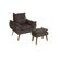 Poltrona Cadeira Decorativa E Puff Glamour Com Pés Quadrado Marrom