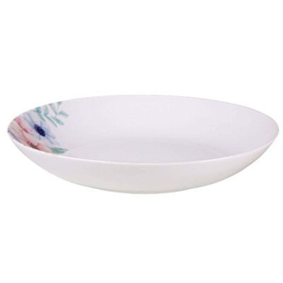 Jogo 12 Pratos Fundos de Porcelana 22cm Tramontina Floratta Floral Restaurante Servir Sopas Caldos