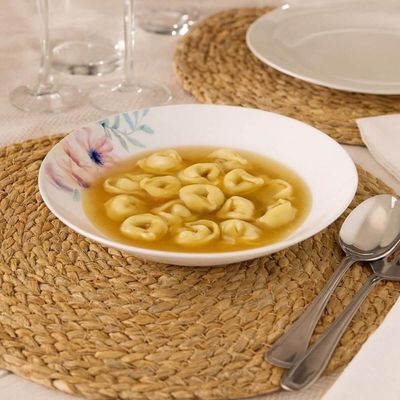 Jogo 12 Pratos Fundos de Porcelana 22cm Tramontina Floratta Floral Restaurante Servir Sopas Caldos
