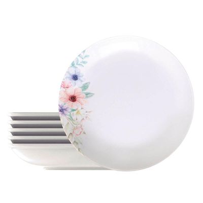 Jogo 6 Pratos Fundos 22cm Porcelana Tramontina Floratta Sopas Caldos Mesa Posta