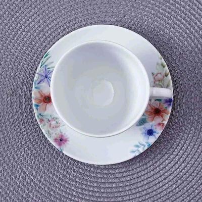 Jogo 12 Xícaras com Pires Café Chá em Porcelana Tramontina Floratta 250ml Servir Padaria Cafeteria