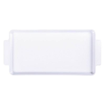 Jogo 2 Travessas Bandeja 36x19cm Maria Augusta Retangular Porcelana Servir Tramontina Branco Liso
