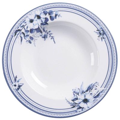 Prato Fundo 23cm Tramontina Azzura Porcelana Decorada 330ml Servir Sopas Calados
