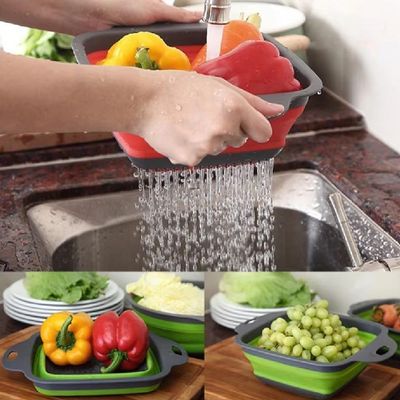 Escorredor Macarrao Legumes Silicone Retratil Cesto Multiuso Alimentos Massas Frutas Com Alca