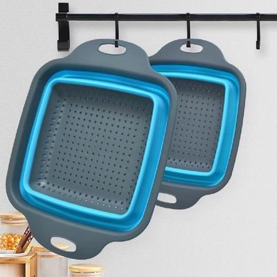 Escorredor Macarrao Legumes Silicone Retratil Cesto Multiuso Alimentos Massas Frutas Com Alca