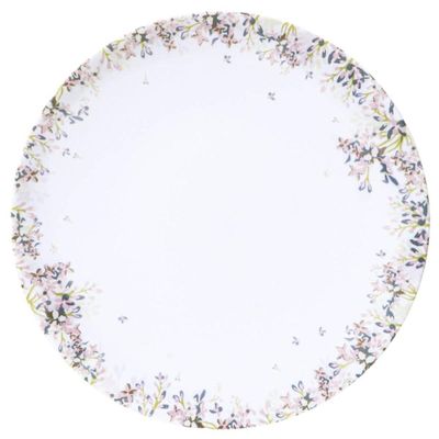 Prato Raso Tramontina 25cm Porcelana Branca Decorada Floral Fogli Unidade