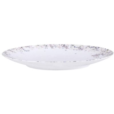 Prato Raso Tramontina 25cm Porcelana Branca Decorada Floral Fogli Unidade
