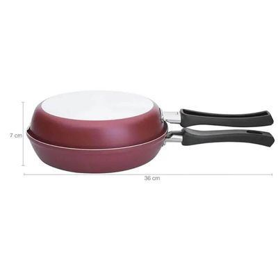 Jogo Frigideira Funda 28cm Omeleteira Dupla 20cm Tramontina Loreto Alumínio Antiaderente Vermelho