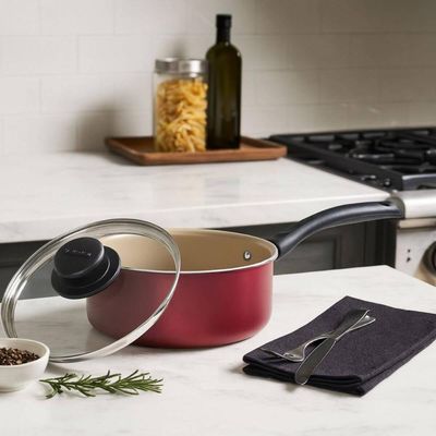 Conjunto Frigideira Funda e Panela Tramontina Antiaderentes Alumínio Vermelho Cozinha