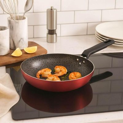 Conjunto Frigideira Funda e Panela Tramontina Antiaderentes Alumínio Vermelho Cozinha