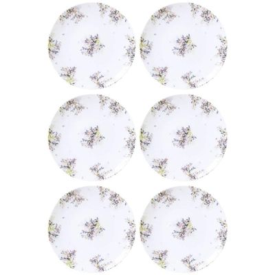 Jogo 6 Pratos Sobremesa Porcelana Decorada Tramontina Fogli 19cm Doces Tortas Mesa Posta