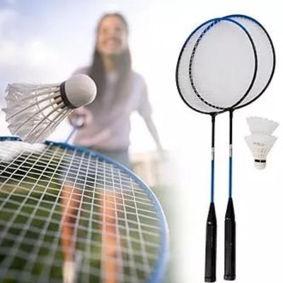 Kit Badminton 2 Raquetes Peteca Jogo De Frescobol Raqueteira Esporte Com Bolsa
