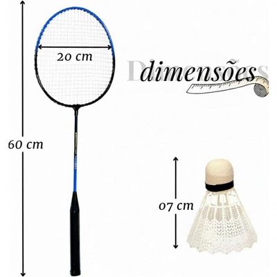 Kit Badminton 2 Raquetes Peteca Jogo De Frescobol Raqueteira Esporte Com Bolsa